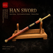 Miniature Han Sword damascus pattern steel blood sandalwood decorative collectible - MythArc WebP collectible image 2