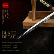Miniature Han Sword damascus pattern steel blood sandalwood decorative collectible - MythArc WebP collectible image 5