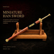 Miniature Han Sword damascus pattern steel blood sandalwood decorative collectible - MythArc WebP collectible image 6