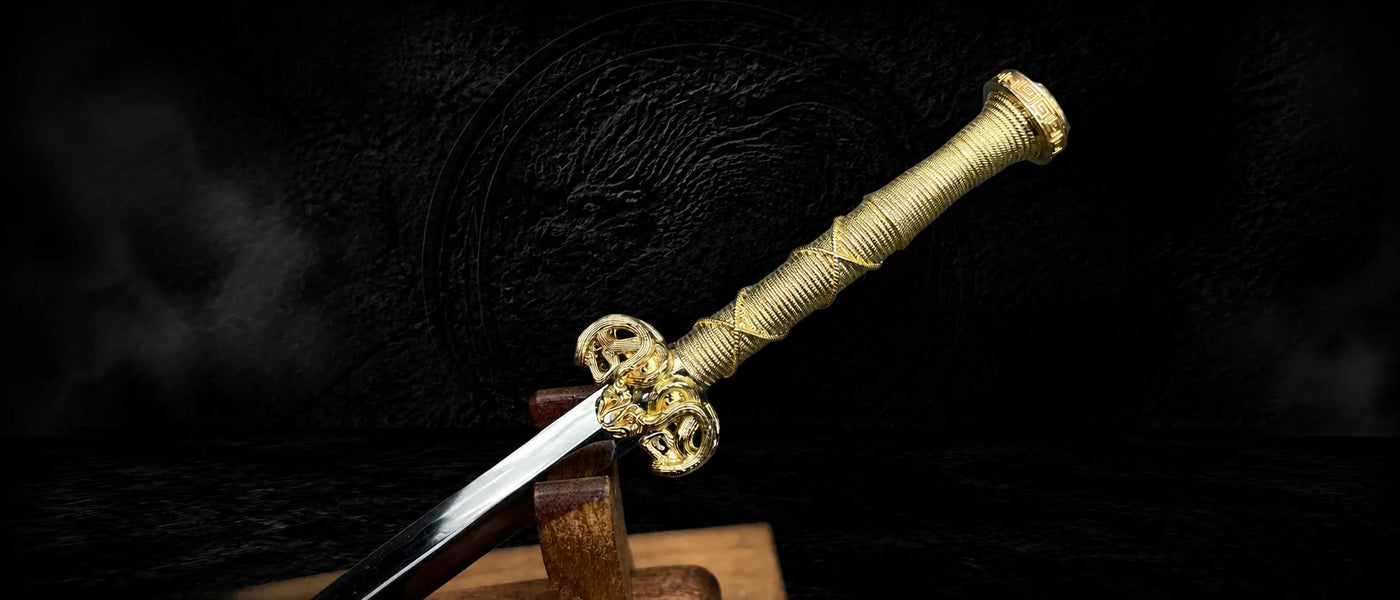 Miniature Han Sword damascus pattern steel blood sandalwood decorative collectible - MythArc WebP collectible image 9