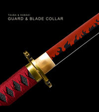 Unsharpened Red-Flame Anime Collector Katana — Red Ito, Gold Cross Tsuba — gallery image 3
