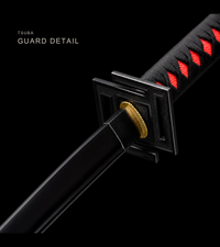 Unsharpened All-Black Anime Collector Katana — Black & Red Ito, Chain Accent — gallery image 3