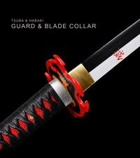 Unsharpened White-Flame Anime Collector Katana — Black & Red Ito, Flame Tsuba — gallery image 3