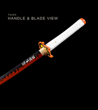 Unsharpened Flame-Pattern Anime Collector Katana — White Ito, Purple-Pattern Saya — gallery image 4