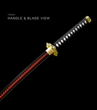 Unsharpened Orange-Finish Anime Collector Katana — Pink-Blossom Saya, Plum Tsuba — gallery image 4