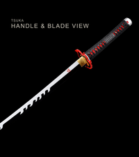 Unsharpened White-Flame Anime Collector Katana — Black & Red Ito, Flame Tsuba — gallery image 4