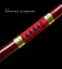 Unsharpened Red-Flame Anime Collector Katana — Red Ito, Gold Cross Tsuba — gallery image 6