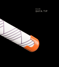 Unsharpened Flame-Pattern Anime Collector Katana — White Ito, Purple-Pattern Saya — gallery image 7
