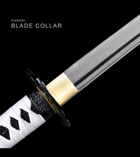 Unsharpened Lightning-Tsuba Anime Katana & Collector Wakizashi — White Ito, Blue Sageo — gallery image 7