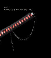 Unsharpened All-Black Anime Collector Katana — Black & Red Ito, Chain Accent — gallery image 8