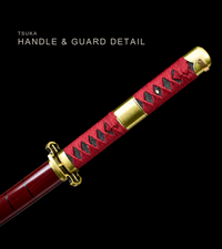 Unsharpened Red-Flame Anime Collector Katana — Red Ito, Gold Cross Tsuba — gallery image 8