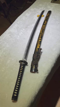 Unsharpened Gilded Ronin Katana — Clay-Tempered T10, Hand-Painted Saya — workshop video thumbnail