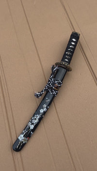 Unsharpened Plum Blossom Wakizashi — Sanmai T1095, Patterned Steel, Copper Fittings — workshop video thumbnail