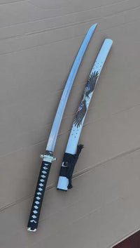 Unsharpened Twisted-Grain Katana — Folded T8, White Eagle Saya — workshop video thumbnail