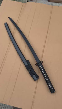 Unsharpened Phantom Katana — Titanium-Coated 5160, Blackened Fittings — workshop video thumbnail