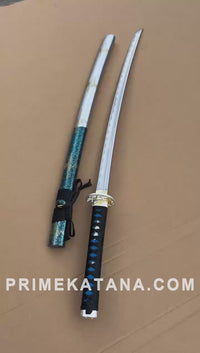 Unsharpened Ocean Dragon Katana — Teal Cloud Saya, Silver Wave Tsuba — workshop video thumbnail