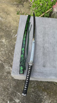 Unsharpened Bright-Polished Collector Katana — 5160 Spring Steel, Wild Rayskin Tsuka — workshop video thumbnail