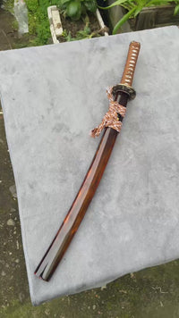 Unsharpened Bamboo Tiger Wakizashi for Display – Clay-Tempered T10 — workshop video thumbnail
