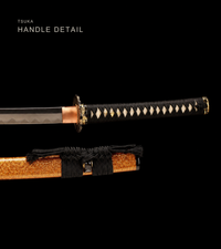 Unsharpened Gilded Sanmai Katana — Clay-Tempered 1050, Stingray Saya — gallery image 5