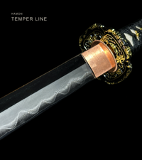Unsharpened Gilded Sanmai Katana — Clay-Tempered 1050, Stingray Saya — gallery image 7