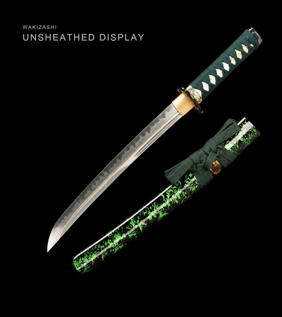 U-no-Kubi Wakizashi — Clay-Tempered T10, Copper Habaki — catalogue view 1