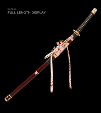 Unsharpened Twisted-Grain Chrysanthemum Collector Tachi — Folded T8, Rosewood Saya — gallery image 2