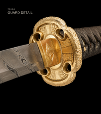 Unsharpened Twisted-Grain Chrysanthemum Collector Tachi — Folded T8, Rosewood Saya — gallery image 3