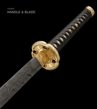 Unsharpened Twisted-Grain Chrysanthemum Collector Tachi — Folded T8, Rosewood Saya — gallery image 4