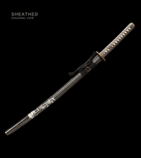 Unsharpened Golden Serpent Collector Katana — Clay-Tempered T10, Bo-Hi — gallery image 3
