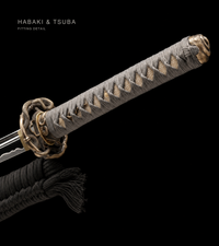 Unsharpened Golden Serpent Collector Katana — Clay-Tempered T10, Bo-Hi — gallery image 7
