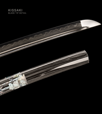 Unsharpened Golden Serpent Collector Katana — Clay-Tempered T10, Bo-Hi — gallery image 8