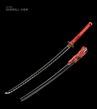 Unsharpened Wave Dragon Collector Katana — Mirror-Polished 5160, Bo-Hi and True Yokote — gallery image 4