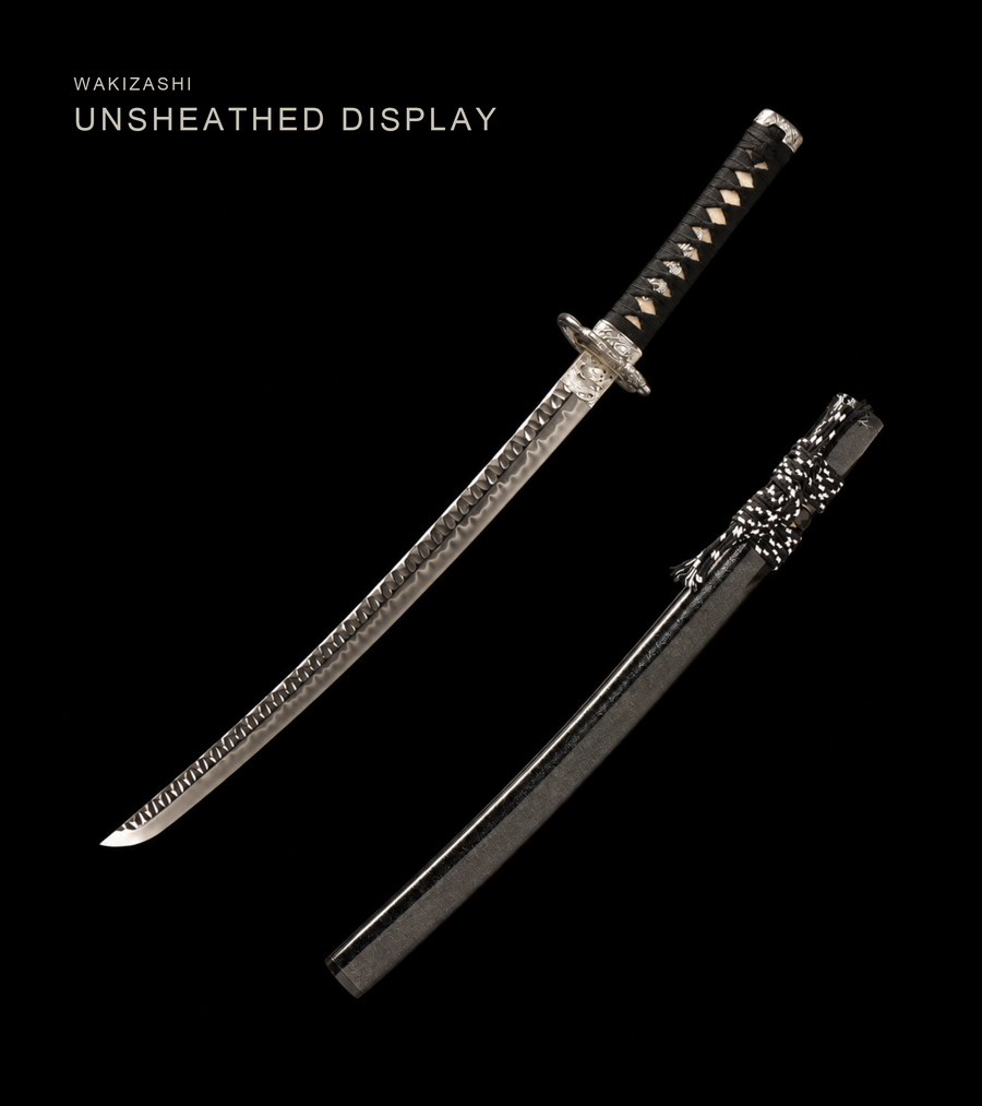 Basin Dragon Wakizashi — Clay-Tempered T10, Hammered Finish — catalogue view 1