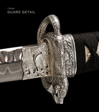 Unsharpened Basin Dragon Collector Wakizashi — Clay-Tempered T10, Hammered Finish — gallery image 3
