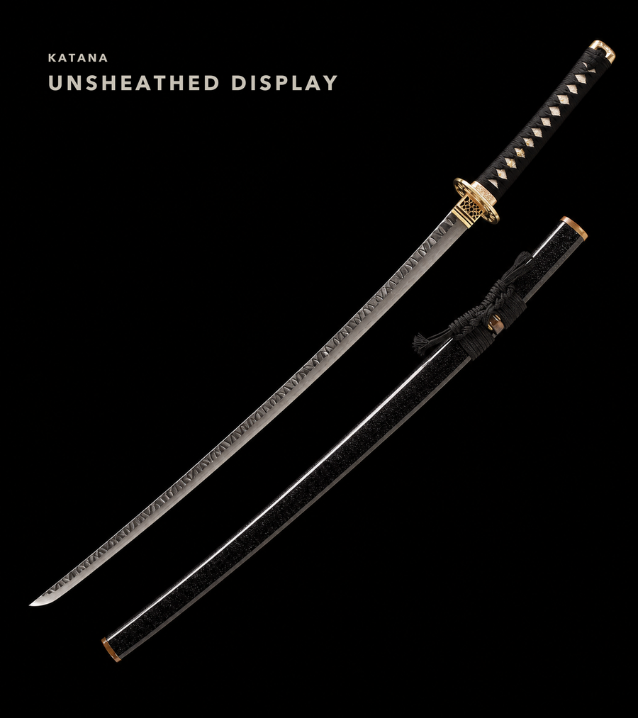 Dragon Maw Katana — Clay-Tempered T10, Hammered Finish, Horn Saya — catalogue view 1