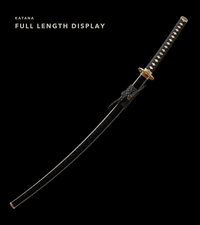 Unsharpened Dragon Maw Collector Katana — Clay-Tempered T10, Hammered Finish, Horn Saya — gallery image 2