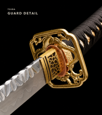 Unsharpened Dragon Maw Collector Katana — Clay-Tempered T10, Hammered Finish, Horn Saya — gallery image 3