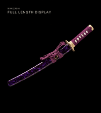 Unsharpened Violet Flame Wakizashi — Mirror-Polished Steel, Copper Fittings — gallery image 2
