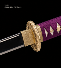 Unsharpened Violet Flame Wakizashi — Mirror-Polished Steel, Copper Fittings — gallery image 3