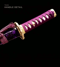 Unsharpened Violet Flame Wakizashi — Mirror-Polished Steel, Copper Fittings — gallery image 4