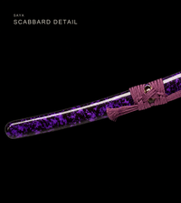 Unsharpened Violet Flame Wakizashi — Mirror-Polished Steel, Copper Fittings — gallery image 5