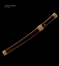 Unsharpened Ebony Shinogi Collector Wakizashi — Twisted Folded T8, Carved Copper — gallery image 2