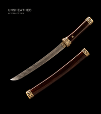 Unsharpened Ebony Shinogi Collector Wakizashi — Twisted Folded T8, Carved Copper — gallery image 3