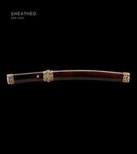 Unsharpened Ebony Shinogi Collector Wakizashi — Twisted Folded T8, Carved Copper — gallery image 5