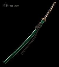 Unsharpened Eagle Eye Collector Katana — T1095, Hammered Finish, Copper Fittings — gallery image 2