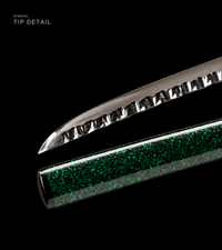 Unsharpened Eagle Eye Collector Katana — T1095, Hammered Finish, Copper Fittings — gallery image 6