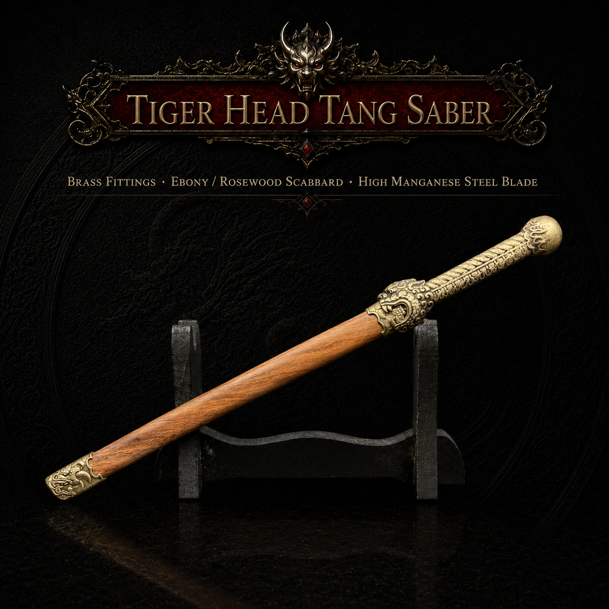 Tiger Head Tang Saber Miniature Dao - product photo - MythArc collectible