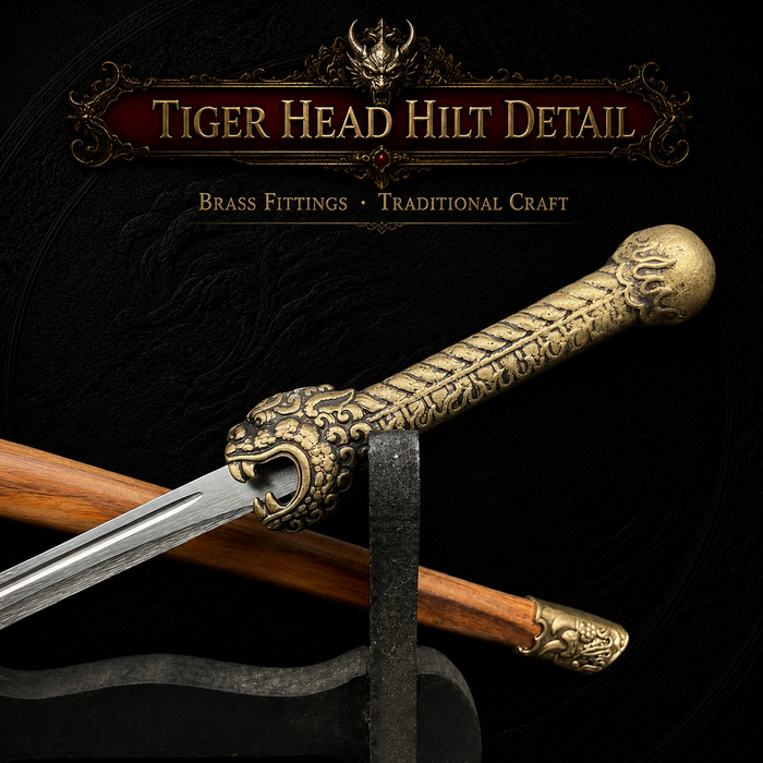 Tiger Head Tang Saber Miniature Dao - side view - MythArc collectible