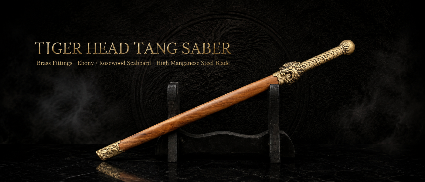 Tiger Head Tang Saber Miniature Dao - detail view - MythArc collectible